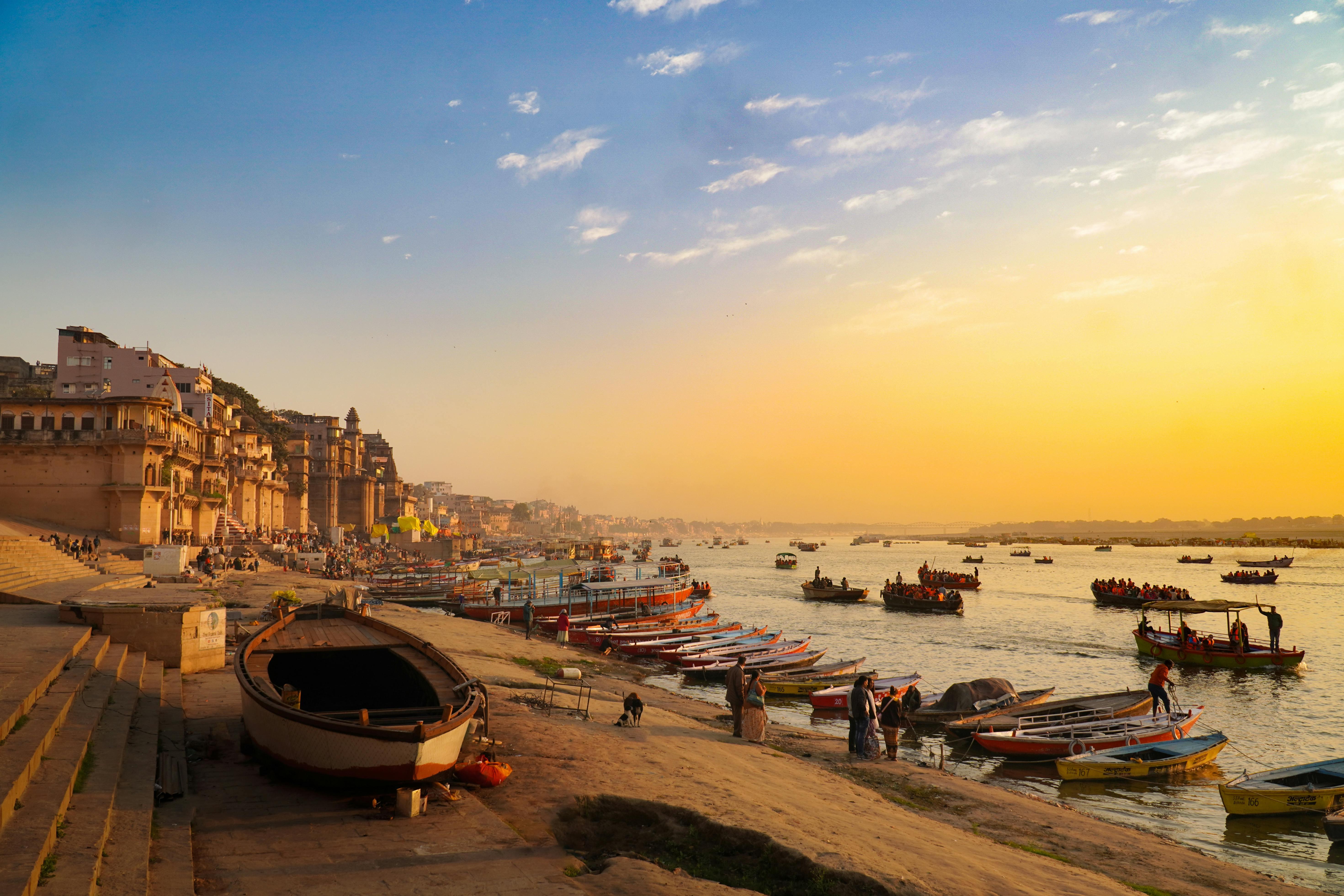 Varanasi ghats at golden hour